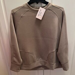 Zenana Best One Yet Taupe Sweatshirt Small Scuba Top